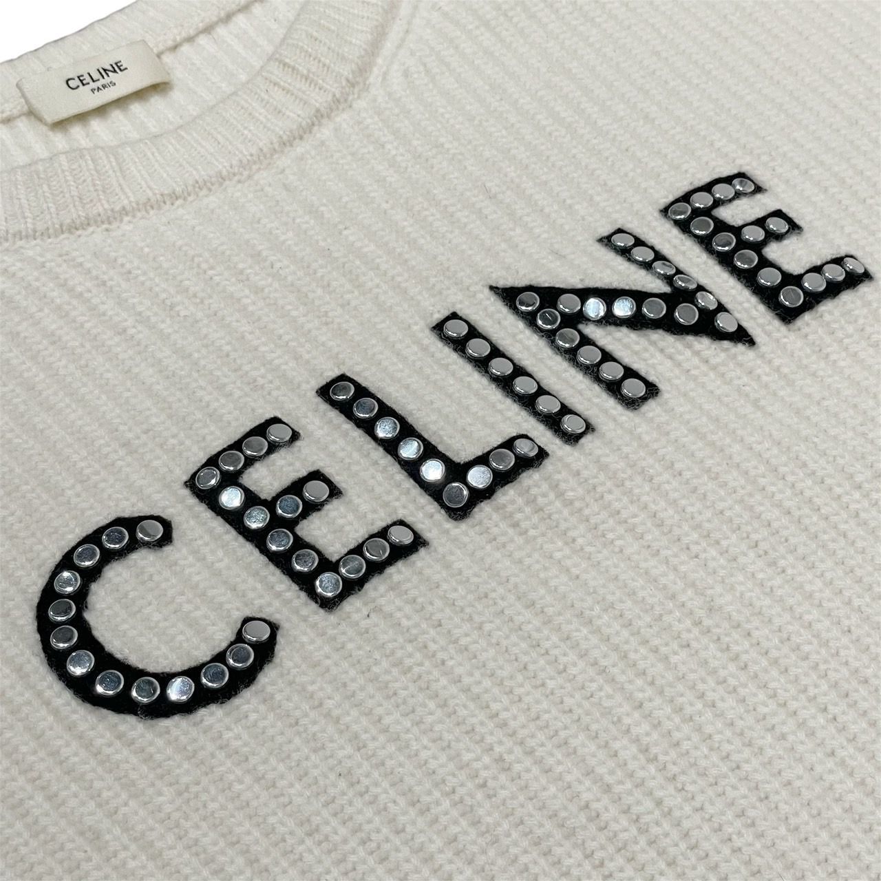 セリーヌ CELINE ロゴスタッズ オーバーサイズ ウール ニットセーター