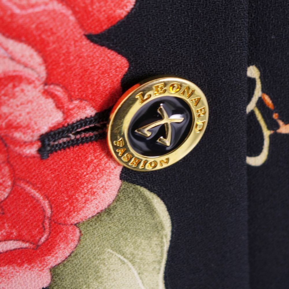 極美品 レオナール LEONARD FASHION ジャケット ノーカラー 花柄