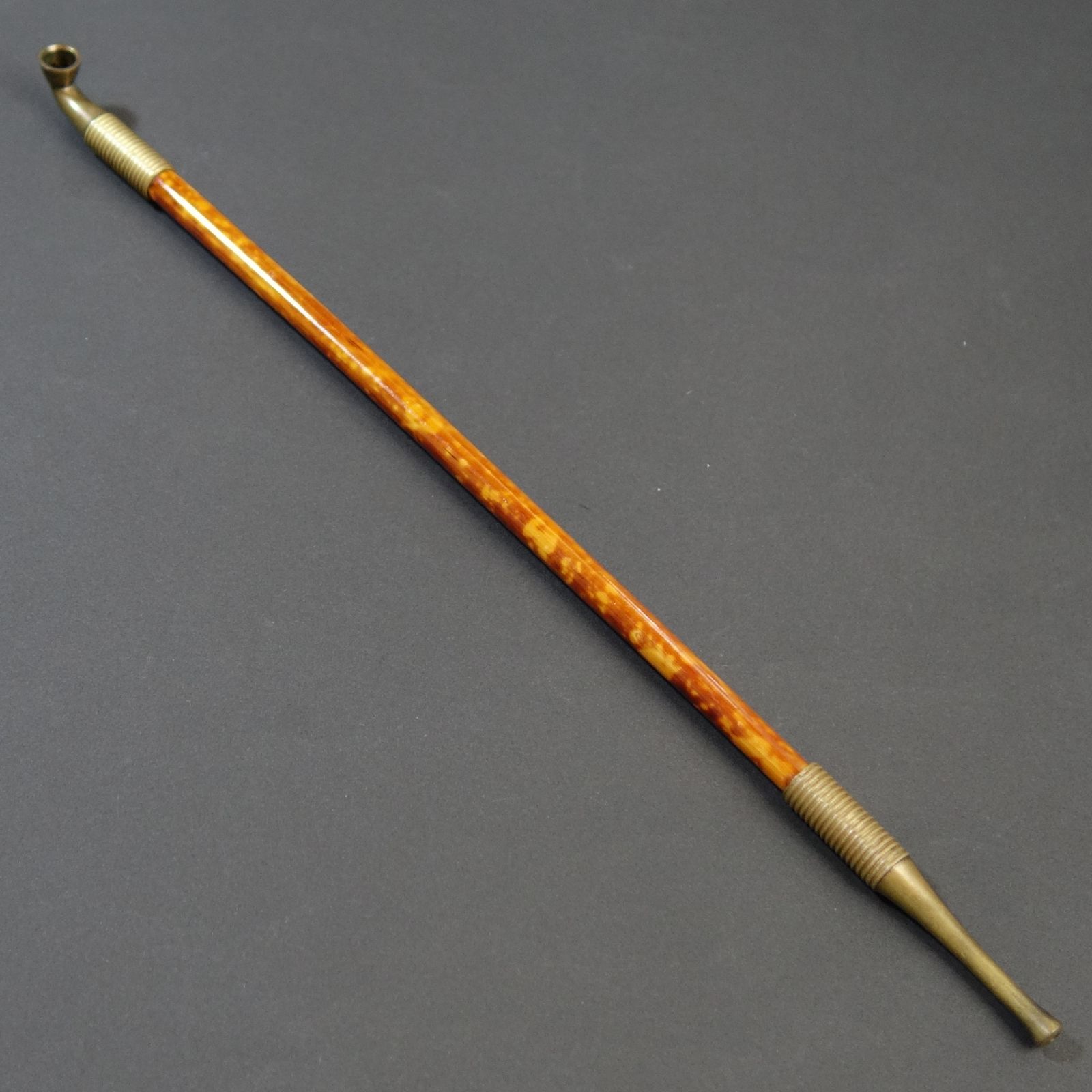 煙管 【 真鍮製 斑竹 花魁煙管 ① 】 喫煙具 煙管 骨董 古美術
