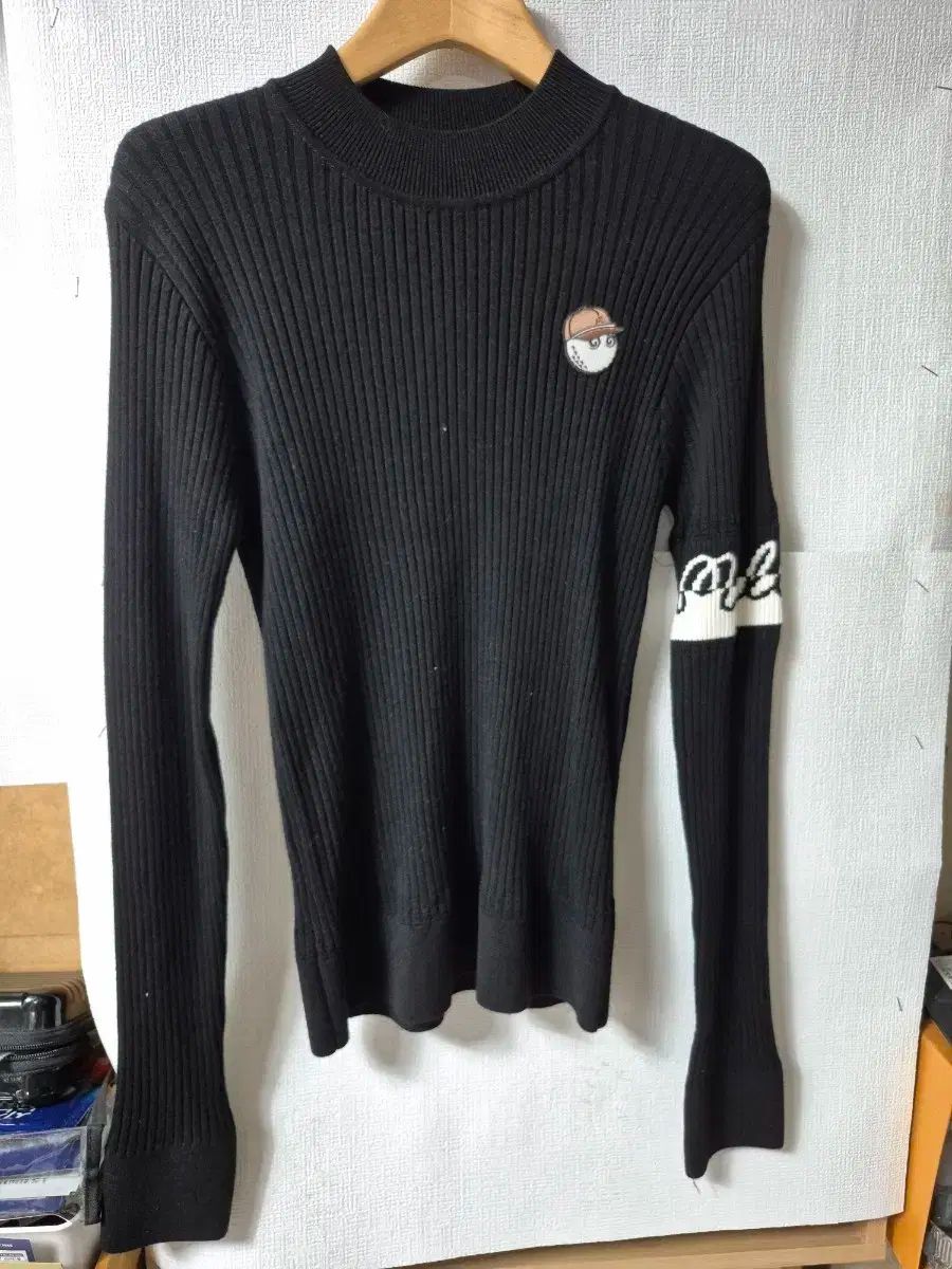 MALBON GOLF マルボンゴルフ ゴルフ スパン リブ ブラック ニット F