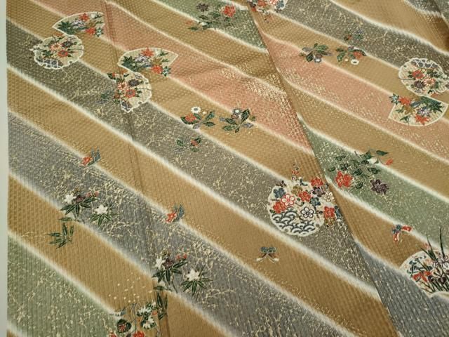 平和屋着物▽小紋 単衣 雪輪花文 ふくれ織り 洗える着物 BAAS8363hv