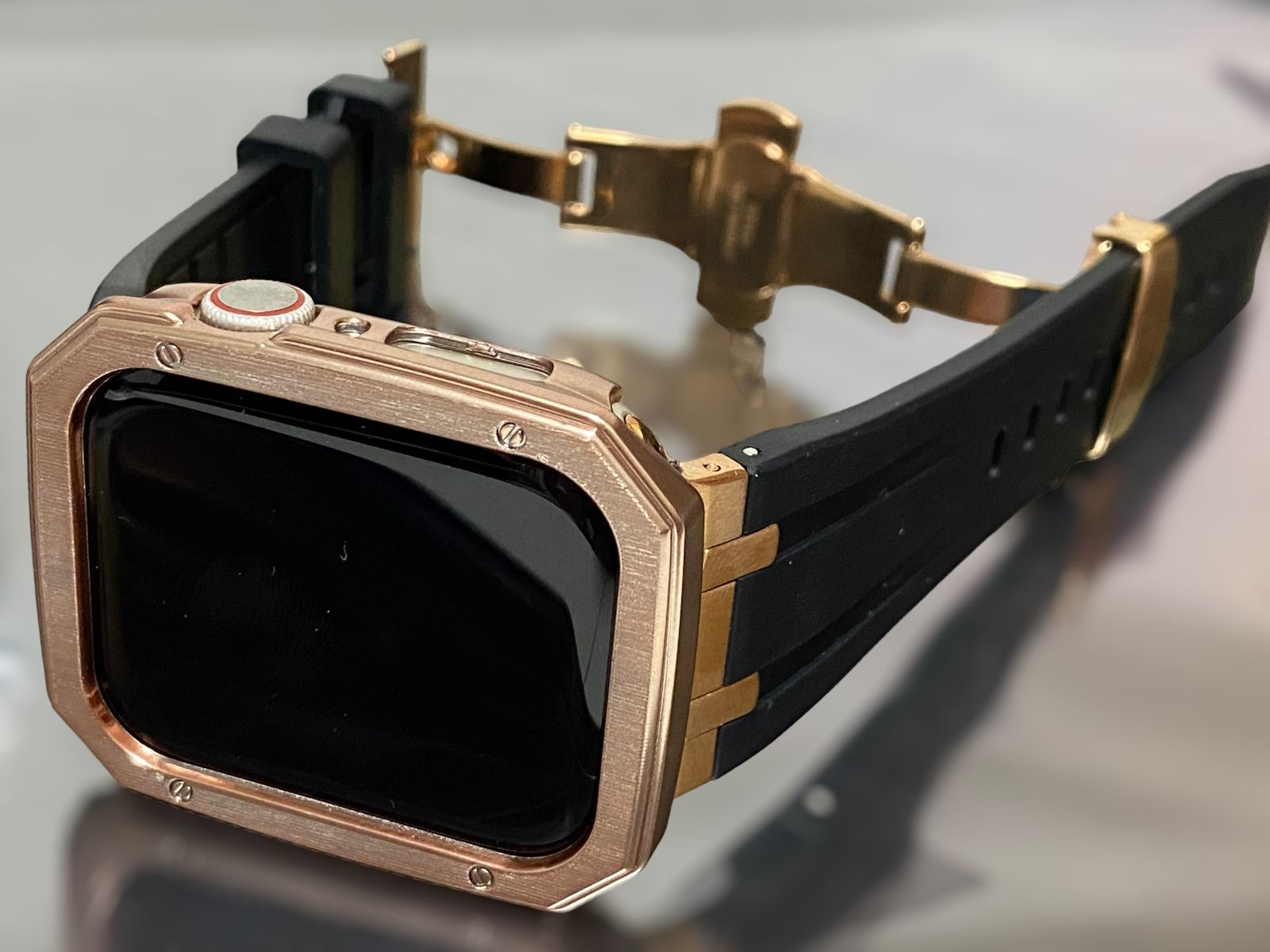 ローズ ブラック アップルウォッチ ラバーベルト Apple Watch ケース カバー 40mm 41mm 44mm 45mm 49mmApple Watch 用