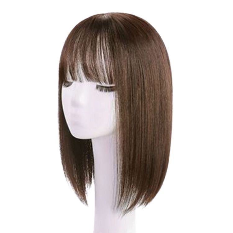 最終値下げ⟡.·100%人毛フルウィッグ 約50cm 前髪あり ダークブラウン 即納品◇AS1/3ウィッグ メッシュつき姫カット/ロング/ダーク