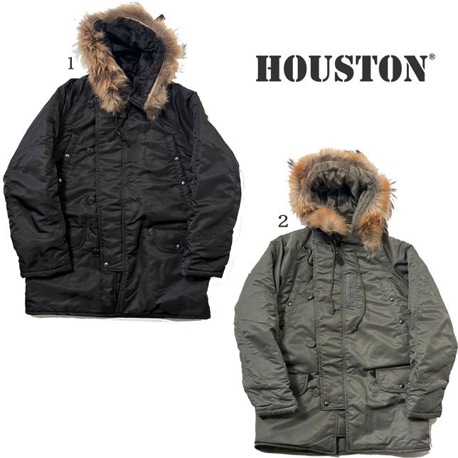 ヒューストン メンズ N-3B フライトジャケット リアルファー HOUSTON 