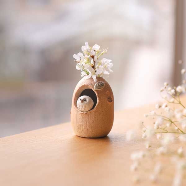 3個セット）火色ふくろうミニ花入 日本製 信楽焼 ※陶器,陶製,個性的 