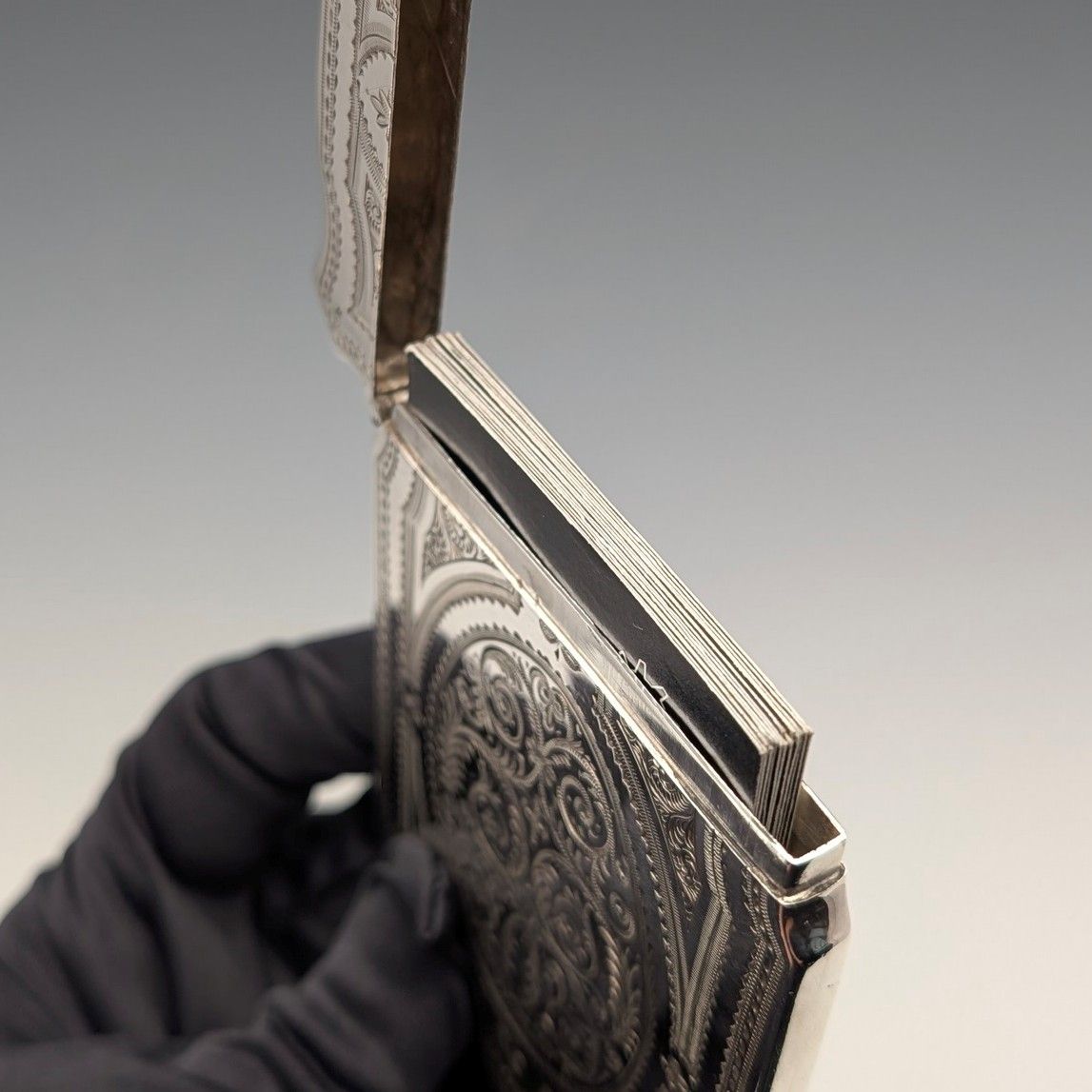 1880年 英国アンティーク 純銀製 カードケース 72g Hilliard