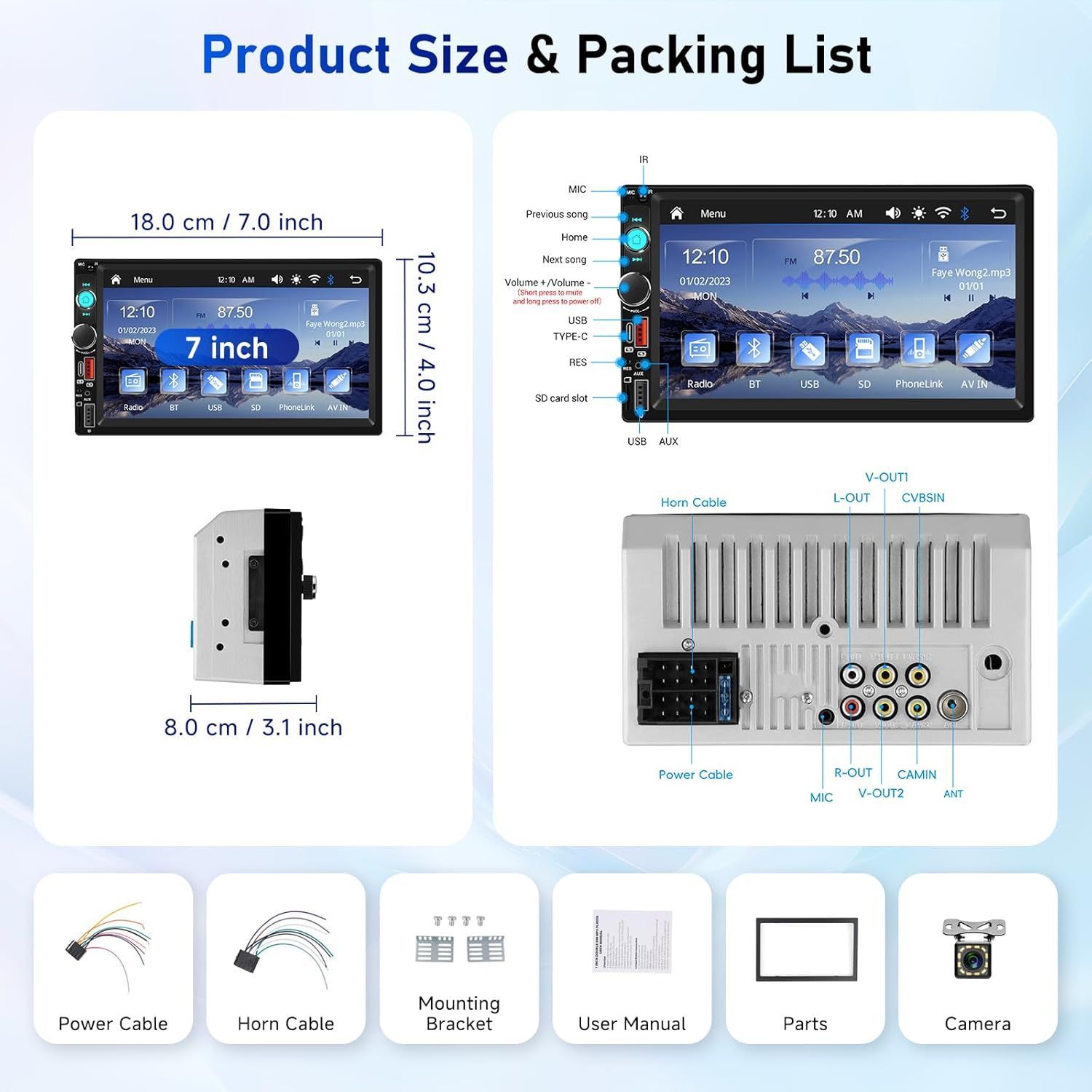 2 Dinカーステレオ ワイヤレス 7インチHDタッチスクリーン Bluetooth ダブルディンMP5カーラジオ FMラジオ搭載 WWW_OLIVIERBERNSTEIN_COM