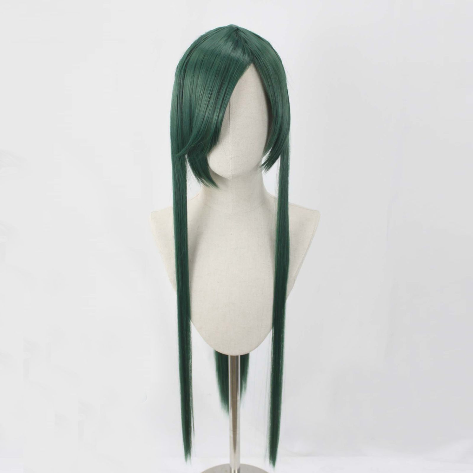 お取寄せ商品 納期ご相談下さい コスプレ耐熱ウィッグ オーダー 造形ウィッグ ダークグリーン 結い上げ ポニーテール ウィッグ 刀剣乱舞|にっかり青江 等
