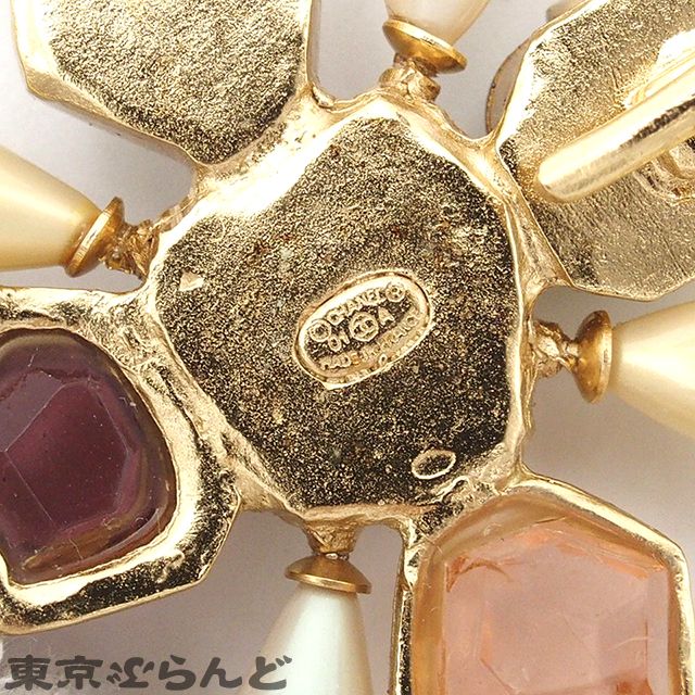 シャネル CHANEL ココマーク グリポア ストーンブローチ 01A ゴールド 
