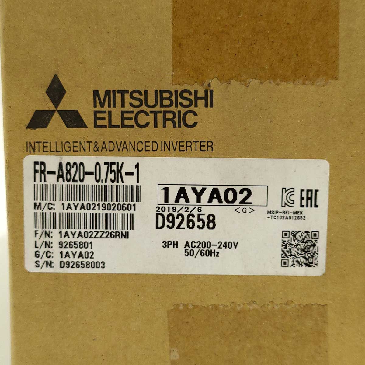 その他【未使用】三菱電機 FR-A820-0.75K-1 ミツビシ Mitsubishi