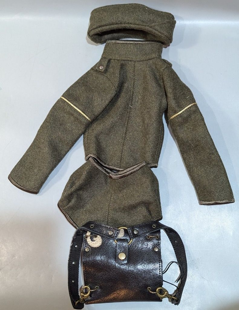 HSB KABA ドール衣装 SDサイズ SD13男の子向け ベレー帽 ジャケット ショート丈パンツ 鞄 オリーブグリーン