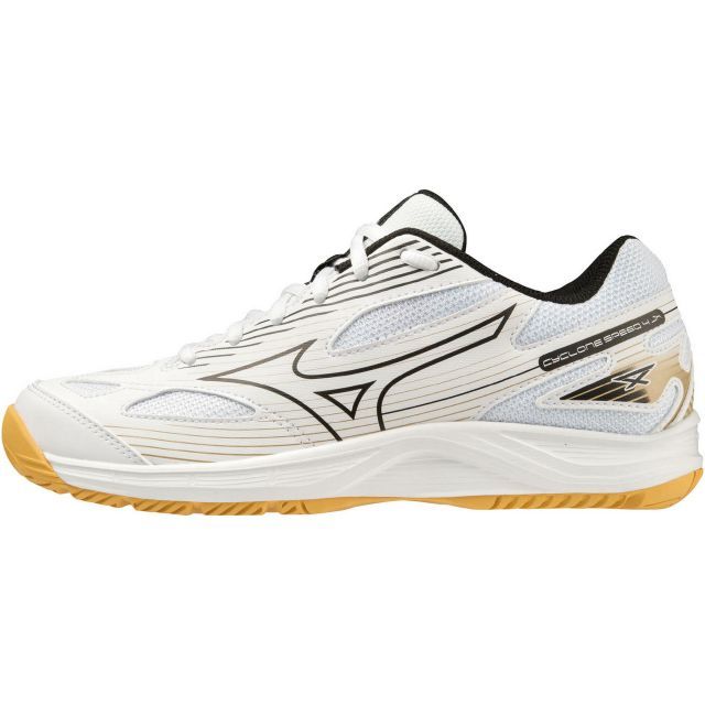 MIZUNO ミズノサイクロンスピード 4 Jr.　バレーボールシューズ　　ジュニア　バレーシューズ　V1GD231054　ホワイト×ブラック×ゴールド　6600