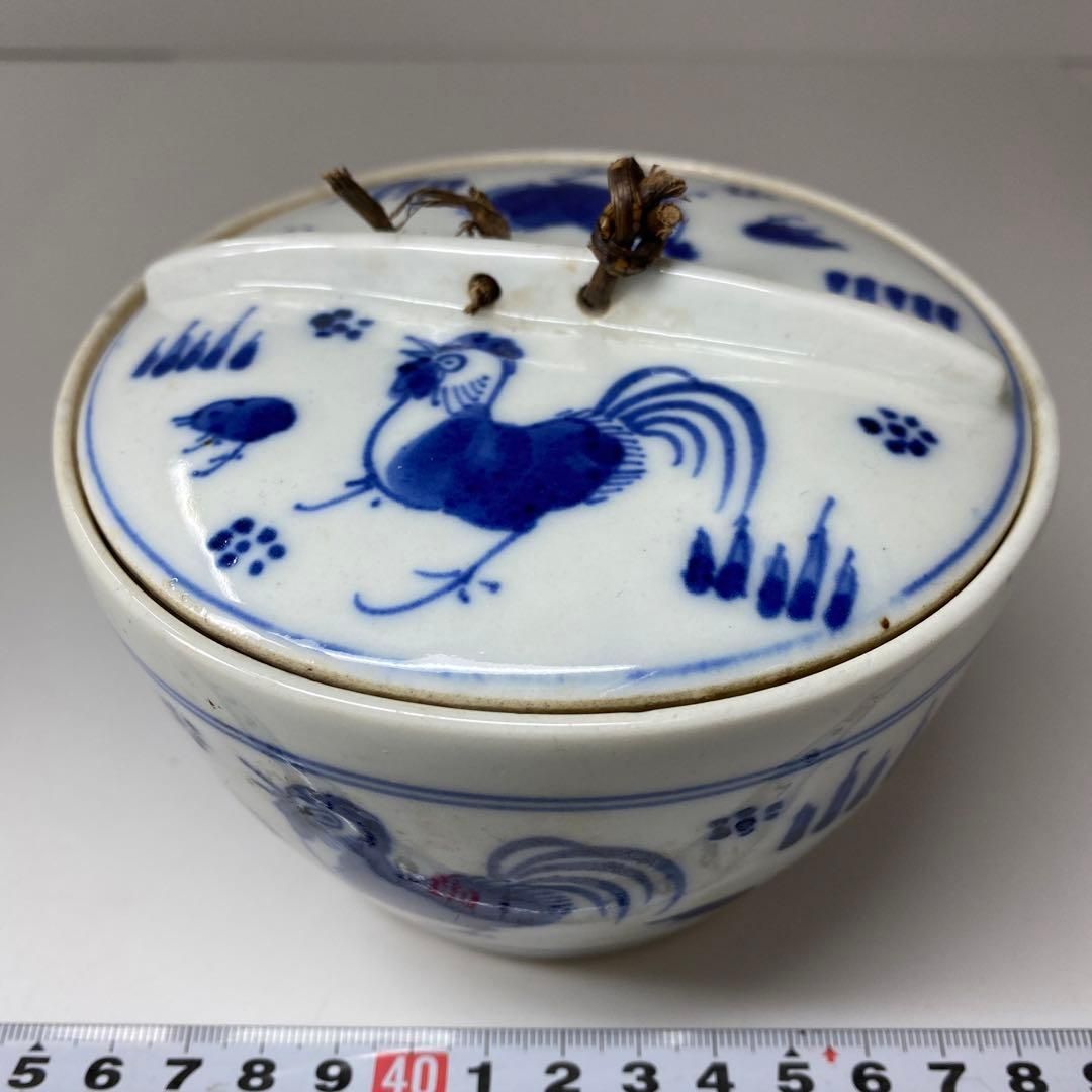美術品・アンティーク・コレクション 中国古玩 青花蓋物 幅11.8㎝ 東Y6