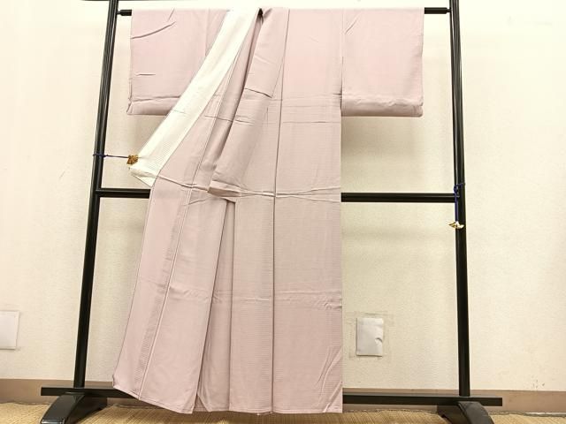 平和屋着物▽上質な色無地 単衣 菱文 葡萄鼠色 正絹 逸品 AAAT7493fy