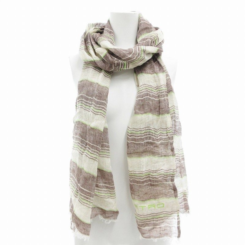 EＴＲＯストール 大判 ブラウン系 エトロ ETRO ストール 大判 フリンジ ボーダー 茶 ブラウン /AE