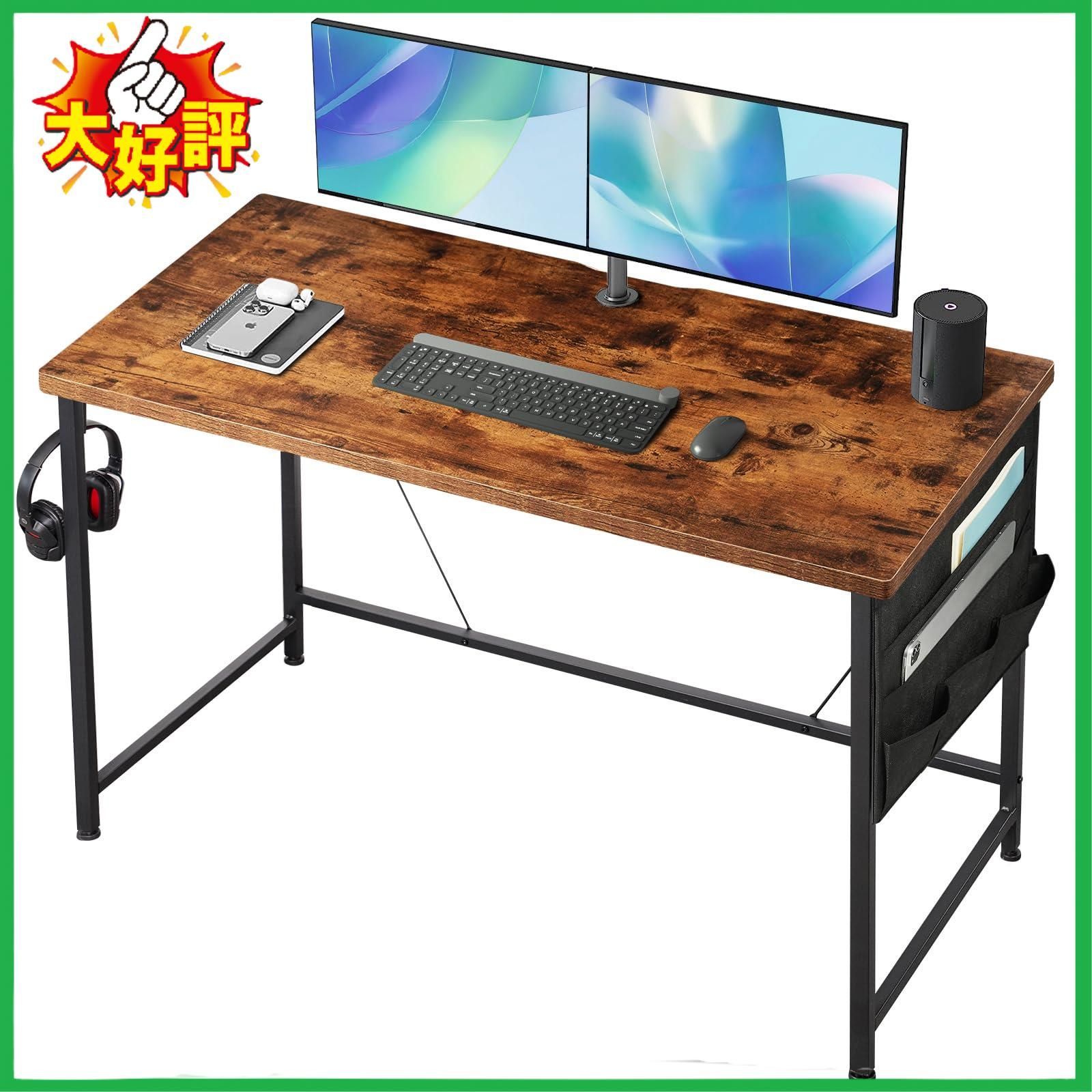 YeTom 机 デスク パソコンデスク pcデスク 幅120*奥行55cm つくえ 収納袋付き勉強机 フック付き学習机 ワークデスク オフィスデスク  モニターアーム取付対応 組立簡単 テレワーク ビンテージ - 楠商事 - メルカリ