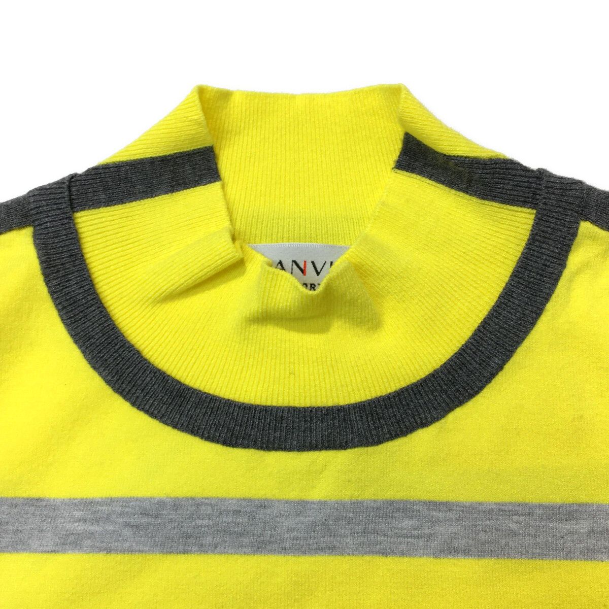 LANVIN - coco 未使用品 ランバンスポール LANVIN SPORT レディース セーター 38(M) 黄 イエロー 長袖ハイネック ボーダー LANVIN SPORT ランバン スポール レディース 25周年 総柄ロゴ