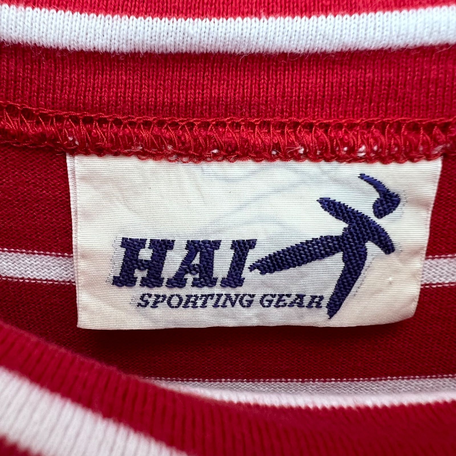 HAI sporting gear 80s vtg border moc neck ss shirts issey