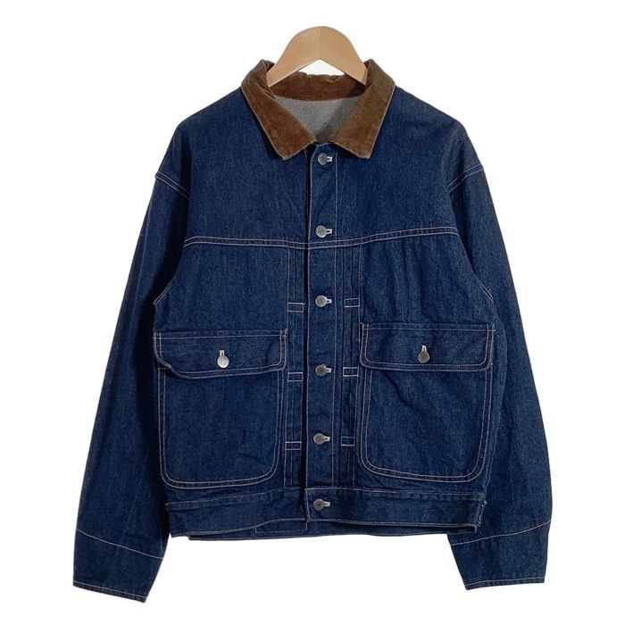 CHAPS RALPH LAUREN チャｯプス ラルフローレン デニムジャケット インディゴ 襟コーデュロイ バックルバック Size M