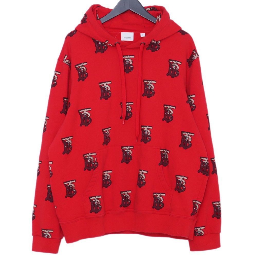 BURBERRY TBモノグラム スウェット パーカー Lサイズ レッド 8024849