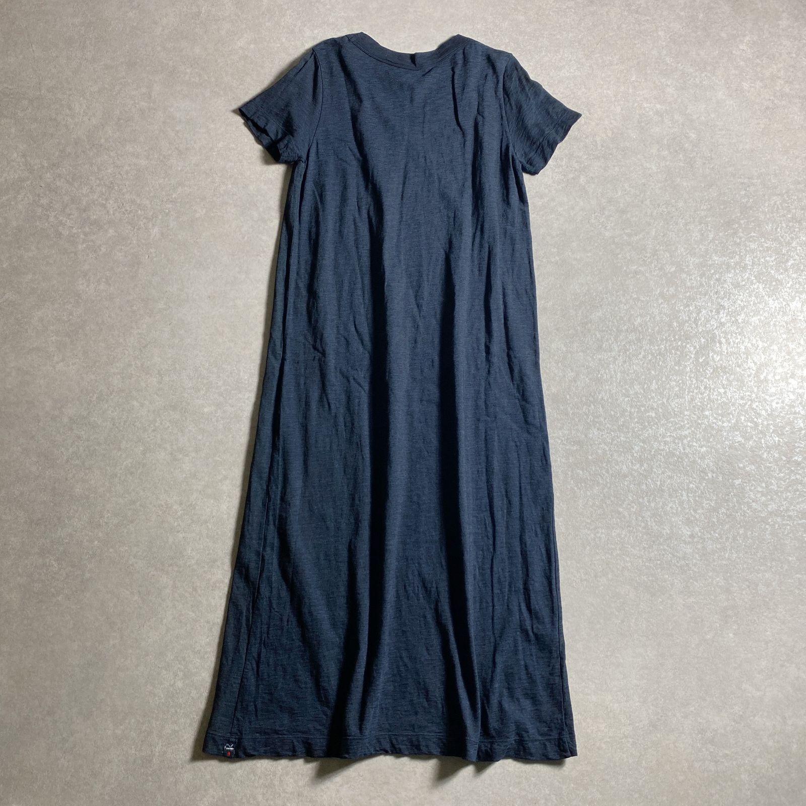 ☆45R/R刺繍入り/藍色ネイビー コットン100% ロング カットソー  