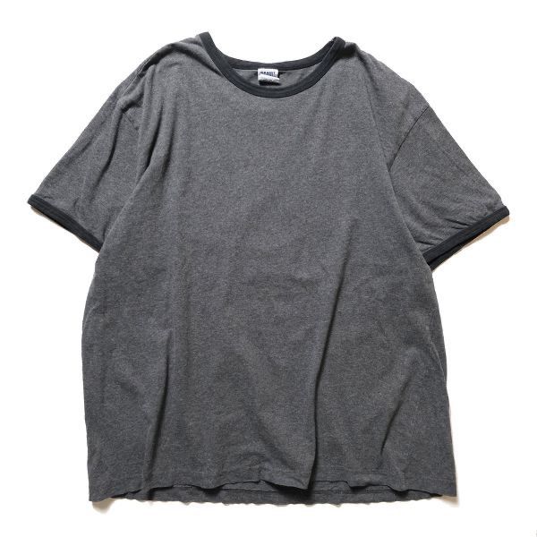 00's オールドネイビー コットン リンガー Tシャツ 半袖 (XXL) 霜降り濃灰×黒 無地 00年代 旧タグ オールド ギャップ OLD NAVY GAP Y2K　アメリカ古着 USED  ビンテージ ヴィンテージ