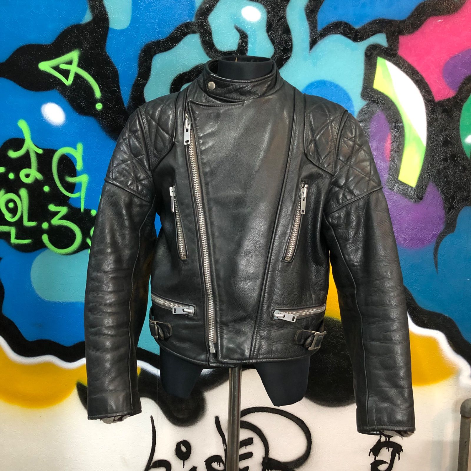 D*J様 vintage 70s〜 セミダブル レザー ライダース 38 メンズ D*J様