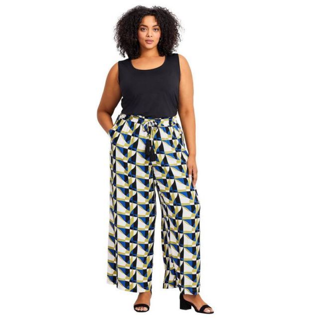 【送料無料】 アベニュー レディース カジュアルパンツ ボトムス Avenue Women's Plus Size Allure Wide Leg Pant Geo