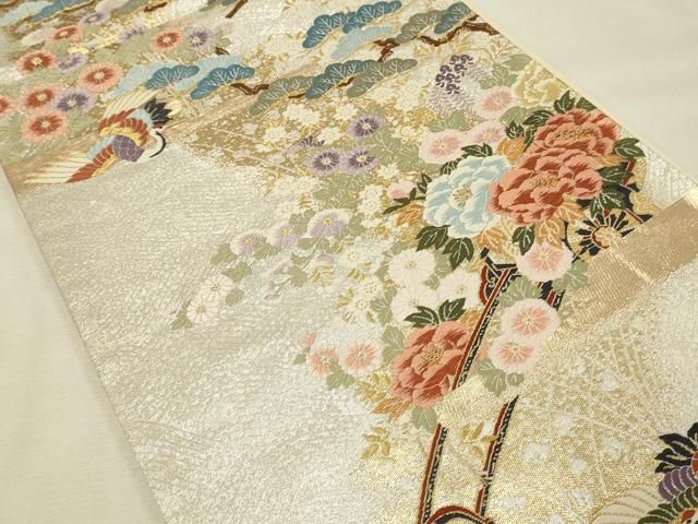 平和屋着物◎六通柄袋帯 唐織 花車文 金銀糸 正絹 逸品