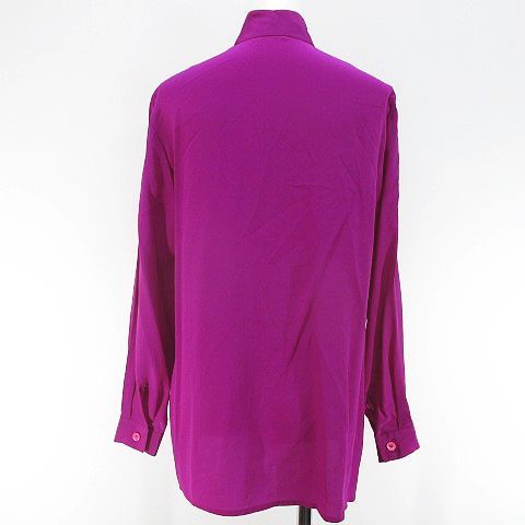 セリーヌ CELINE 長袖 シャツ ブラウス マゼンタピンク 無地 ピンタック 比翼ボタン フランス製