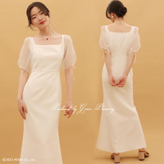 ウェディングドレス ウエディングドレス 結婚式 袖あり 半袖 白 二次会 花嫁 ワンピース 二次会 披露宴 前撮り 後撮り gcd80014