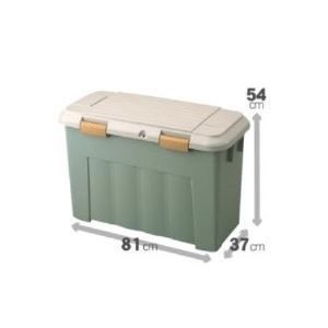 ベランダストッカー(収納ボックス/ストレージボックス) フタ付き  幅81cm グリーングレー