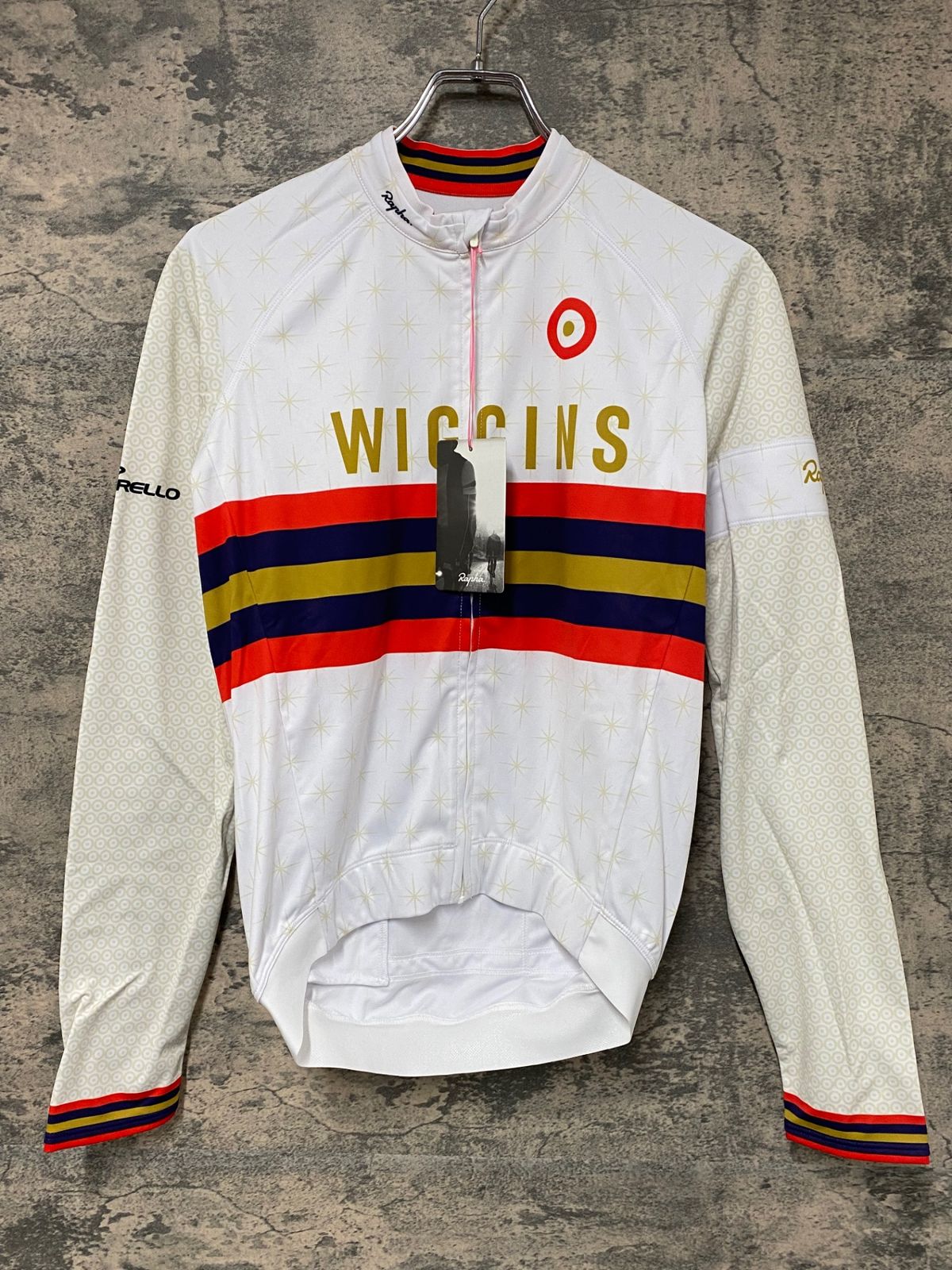 IX918 ラファ Rapha WIGGINS LONG SLEEVE REPLICA JERSEY 長袖サイクルジャージ 白 S 裏起毛
