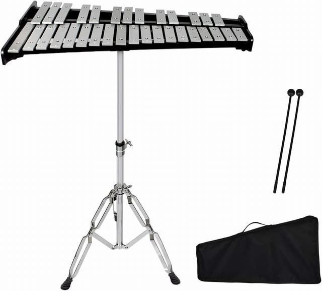 32音 鉄琴 卓上鉄琴 パーカッション 楽器 卓上 練習 鍵盤 演奏 音楽会 発表会 学芸会 高さ調節 マレット2本 スタンド付き 収納ケース付き