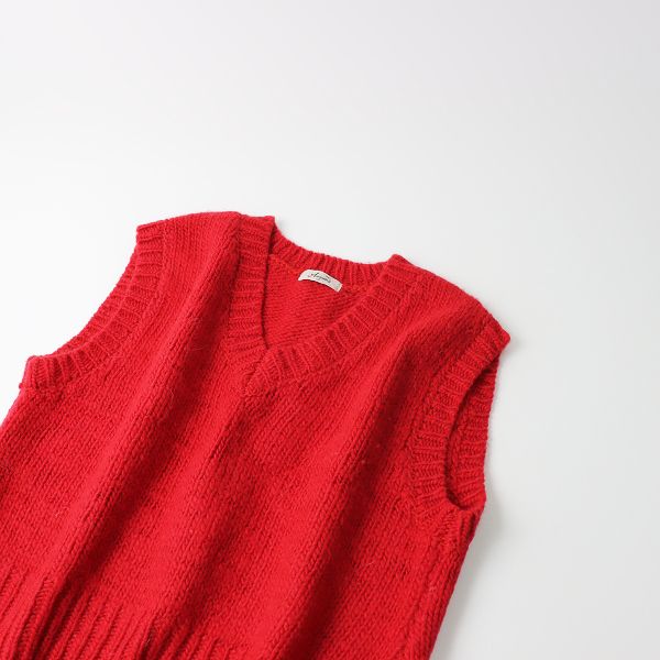 ICHI Antiquite's イチアンティークス ウール Vネックニットベスト