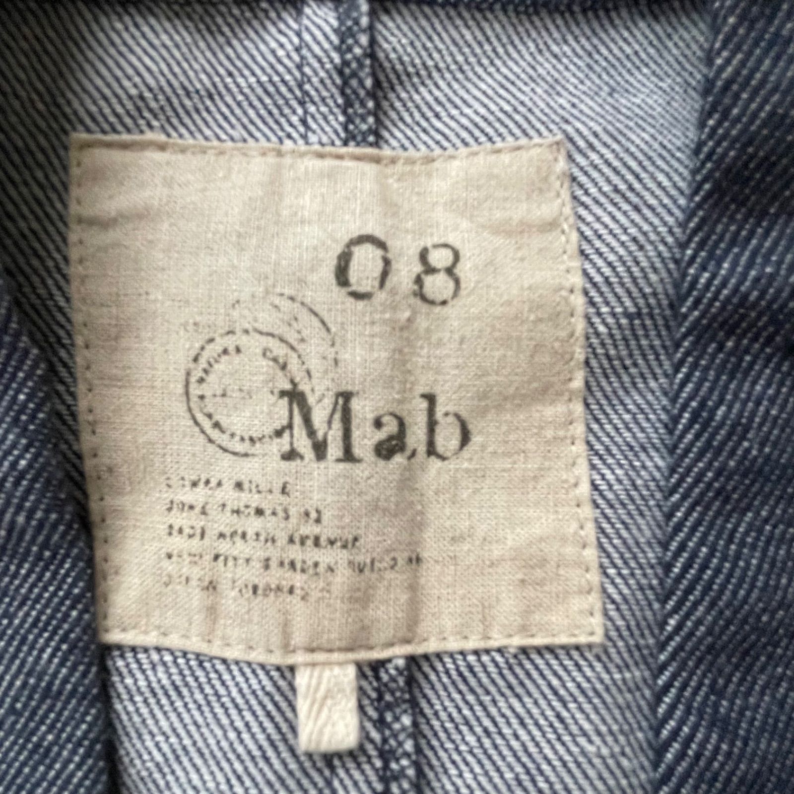 TR11 08Mab ゼロハチマブ 麻混ノーカラーデニムコート size FREE 