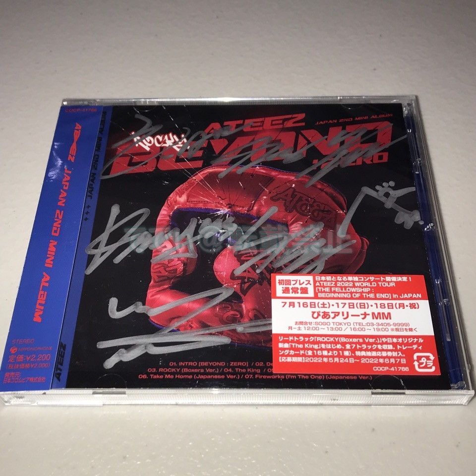 エンタメ/ホビーATEEZ 直筆サイン「BEYOND : ZERO」初回通常盤CD - K