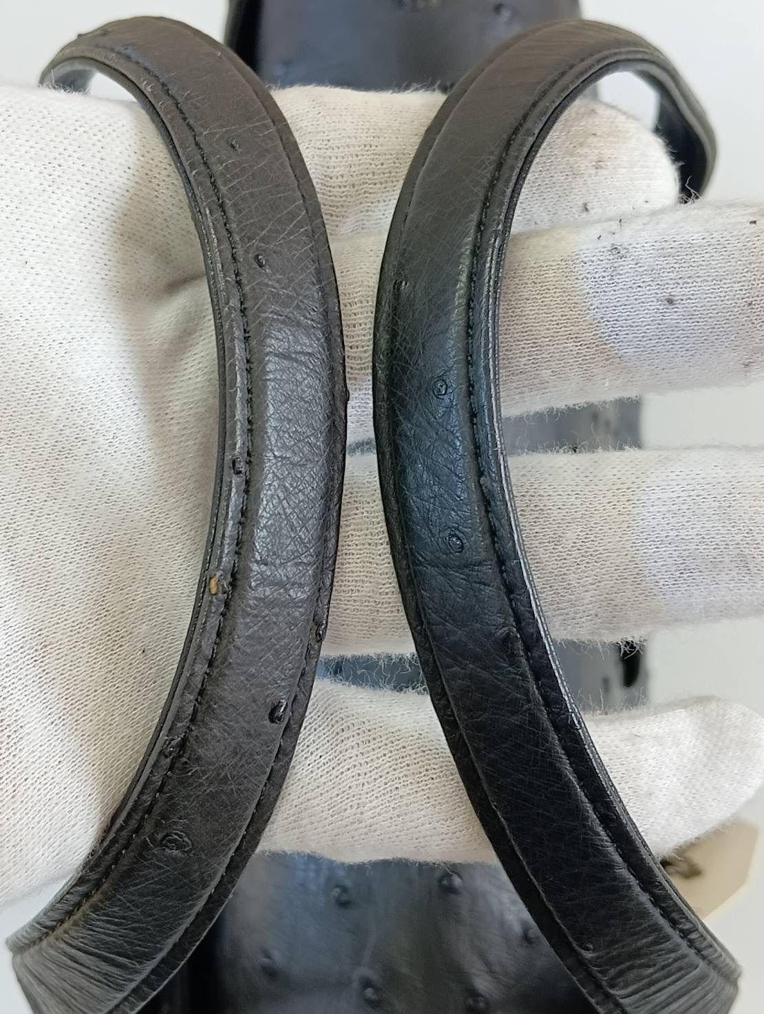 美品】JRA認定品/ardericca/オーストリッチレザー/ハンドバッグ JRA