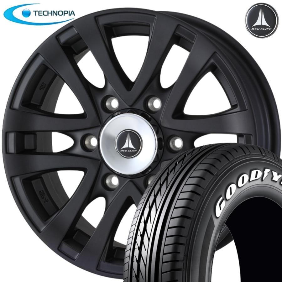 期間 ラジアル テクノピア MUD CLIFF マッドクリフ 15ｘ6.0 ＋33 6H 139.7 マットブラック ｘ４本 GY EAGLE 1 ナスカープラス 195 80R15