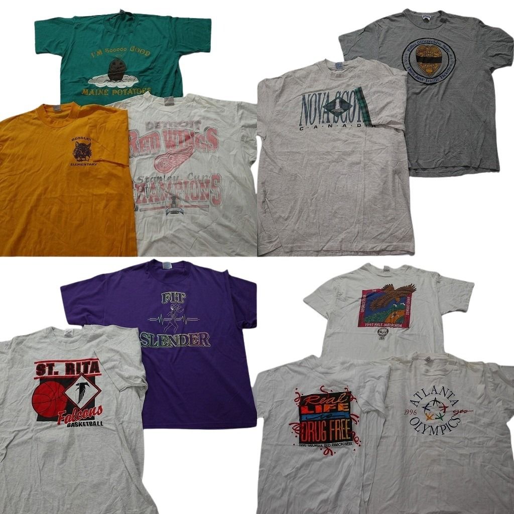 古着卸 まとめ売り ～90s　オールド シングル 半袖Tシャツ 10枚セット (メンズ XL ) ヘインズ レッドウィンズ  古着 NA2377