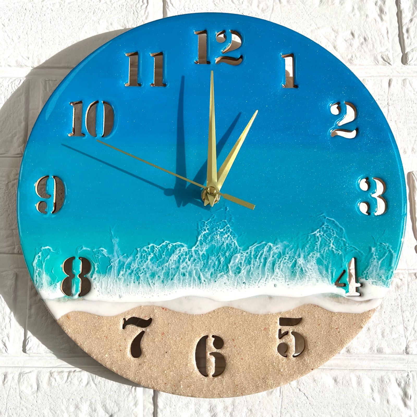 週末値下げ！NO.33【掛け時計】レジンアート/宮古ブルー/29cm