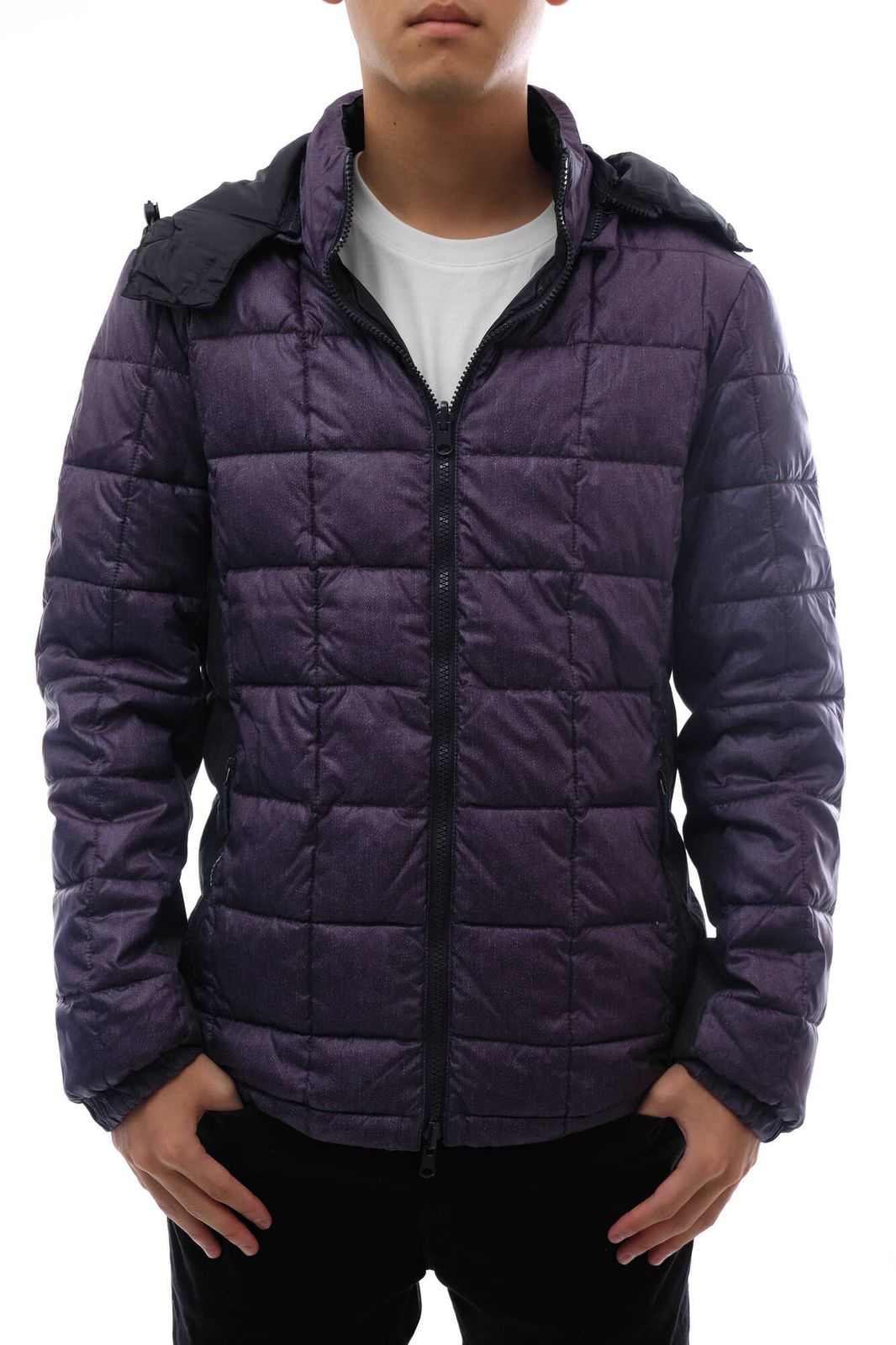 アルマーニジーンズ／ARMANI JEANS ブルゾン ジャケット JKT アウター メンズ 男性 男性用 ポリエステル ネイビー 紺  B07MT フード付き リバーシブル 中綿