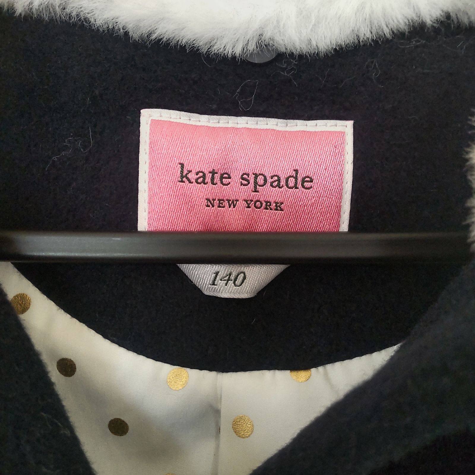 kate spade ケイト スペード ファー付きコート サイズ140 ブラック 子供