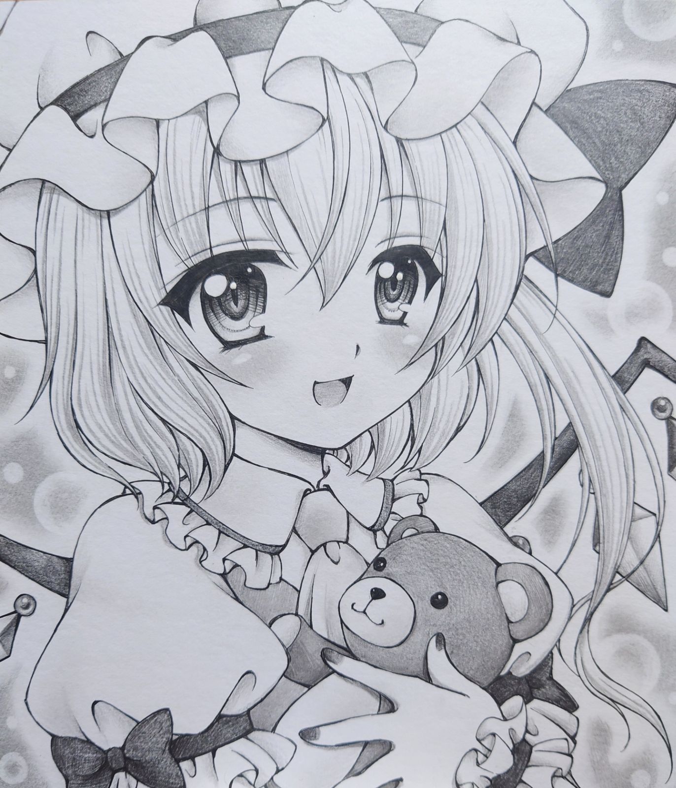❤︎東方project手描きイラスト❤︎アナログイラスト●寸松庵色紙● フランドール ☆同人 手描き イラスト 【 東方Project 】 フランドール