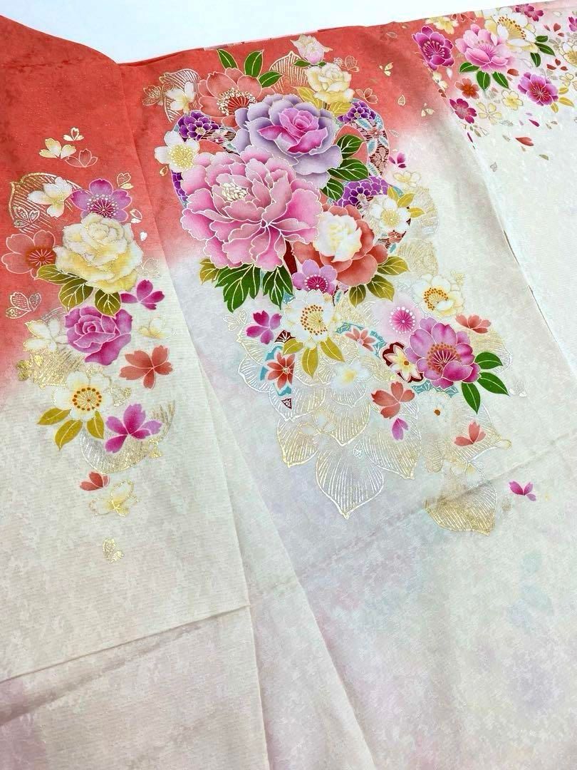 振袖 仮絵羽 舞台衣装 金彩 銀彩 銀通し ラメ刺繍正絹 未仕立て品 八掛 