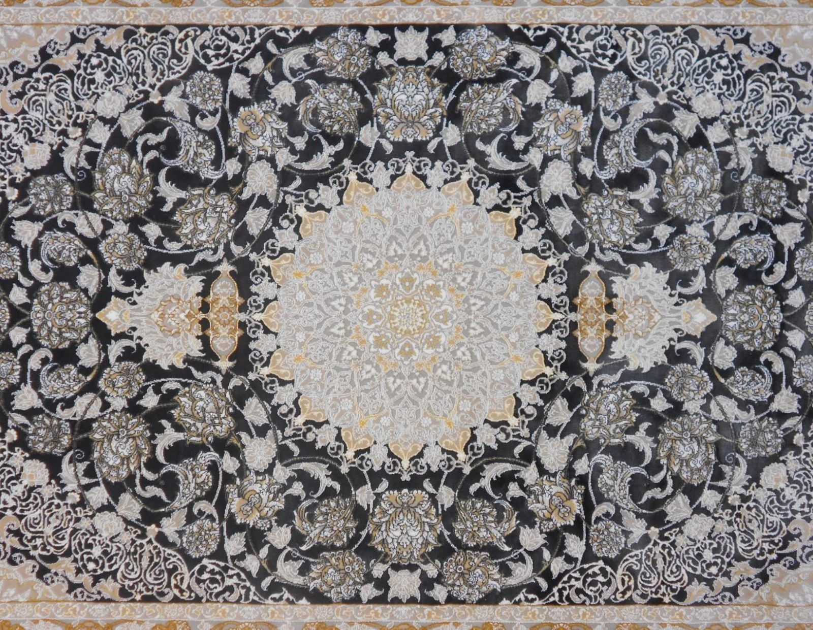 高品質！高密度、立体柄！本場イラン産 絨毯！150×225cm-23001