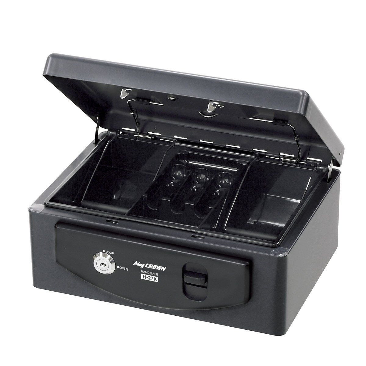 手提げ金庫 幅27 2 鍵式 ダークグレー 金庫 H 27 K 日本アイエスケイ