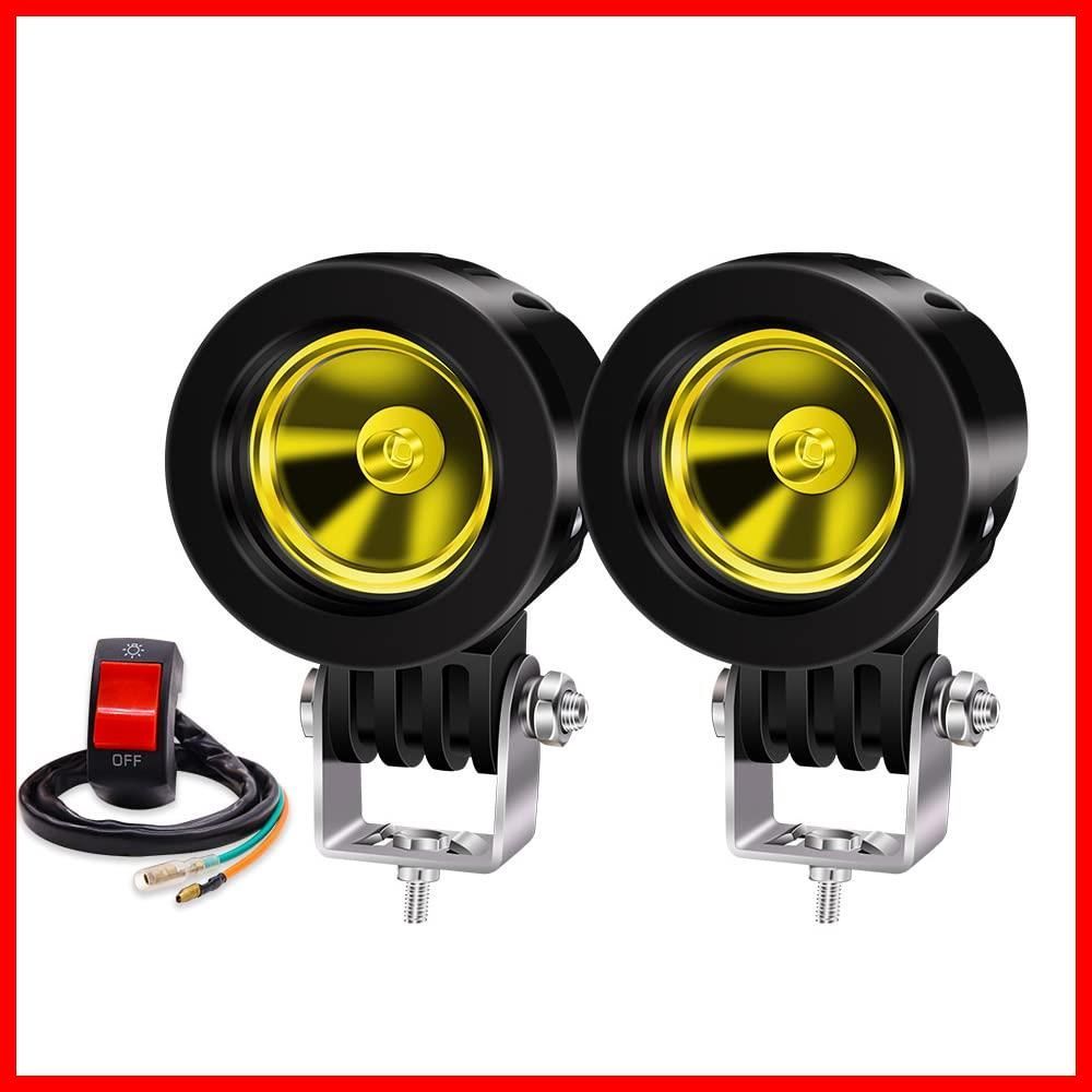 【数量限定】10W バイク フォグランプ led X-STYLE 黄 LEDワークライト 作業灯 狭角タイプ 12V 24V 兼用 高輝度・防水・長寿命・耐衝撃 丸型 スポットライト 車外灯 オートバイ/機械/自動車/トラッ