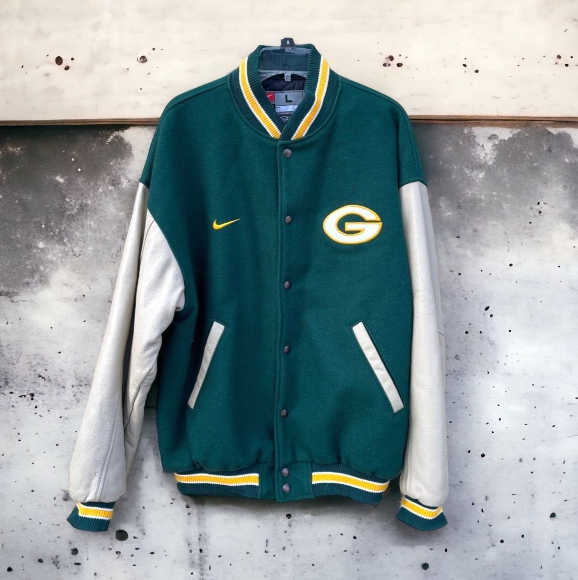 ★レアモデル★ナイキコラボ★ NIKE ナイキ スタジャン バーシティジャケット レターマンジャケット Green Bay Packers パッカーズ  NFL