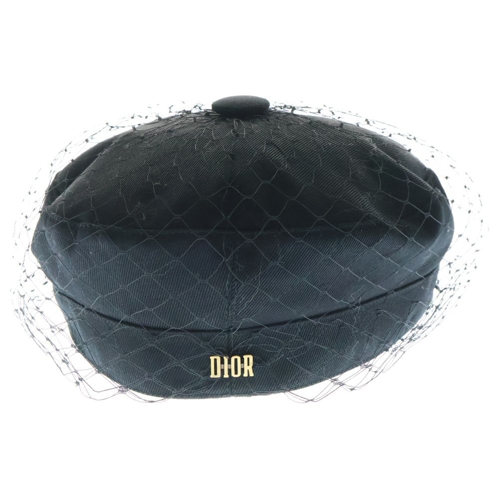 Christian Dior クリスチャンディオール Arty アーティー ベール付き コットン キャスケット 帽子 ブラック レディース 86ATY920G130